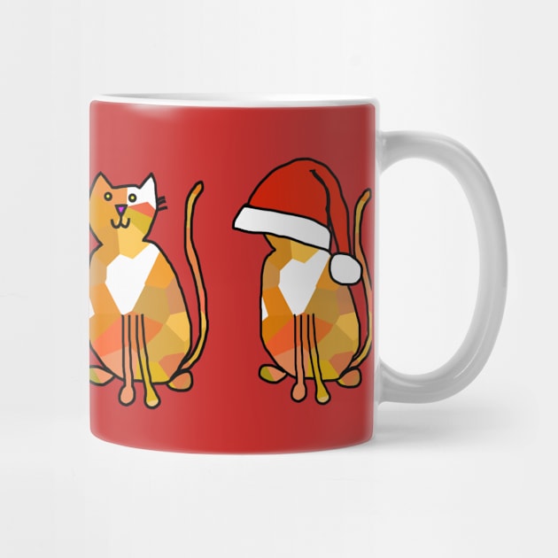 Christmas Cats with Santa Hats by ellenhenryart